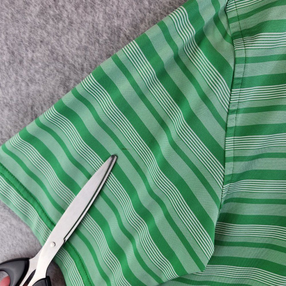 Peter Millar Summer Comfort Polo Shirt Mens Medium Green Striped Stretchy - Picture 5 of 15